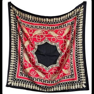 Exquisite Italian Red, Black and Gold Scarf